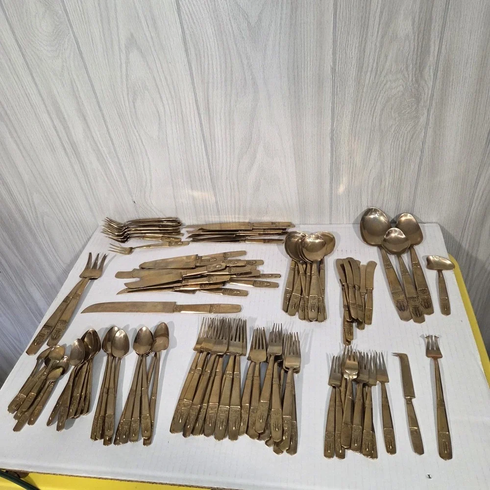 Bronzeware Thai Siam Flatware Set 137 Pieces Elephant Head Thailand Free Ship
